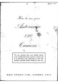Barnet Ensign Ross Autorange manual. Camera Instructions.